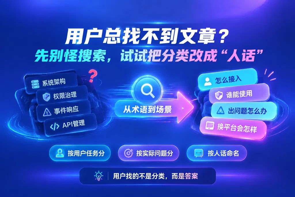用户总找不到文章？先别怪搜索，试试把分类改成“人话”